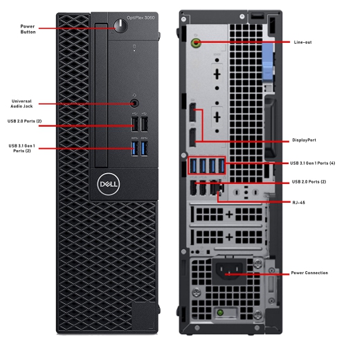 Refurbished - DELL OPTIPLEX 3060 SFF Business Desktop PC Computer (Core i5-8400 8th GEN/ 32GB RAM/ 1TB SSD/ WINDOWS 11 PRO) Intel Processor - Black