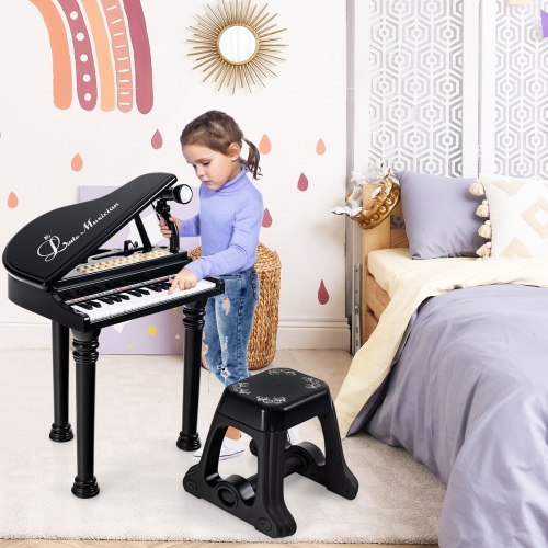 Costway 31 Keys Kids Piano Keyboard Toy Toddler Musical Instrument with Stool & Microphone