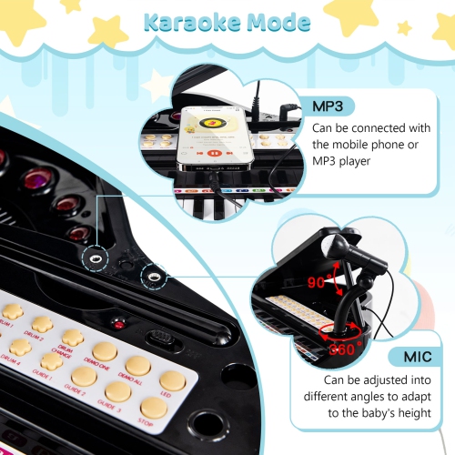 Costway 31 Keys Kids Piano Keyboard Toy Toddler Musical Instrument with Stool & Microphone