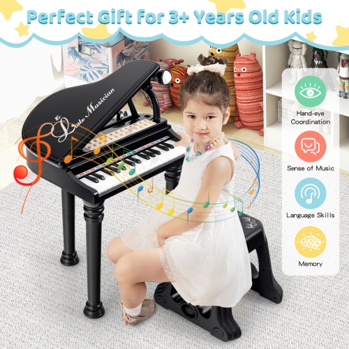 Costway 31 Keys Kids Piano Keyboard Toy Toddler Musical Instrument with Stool & Microphone