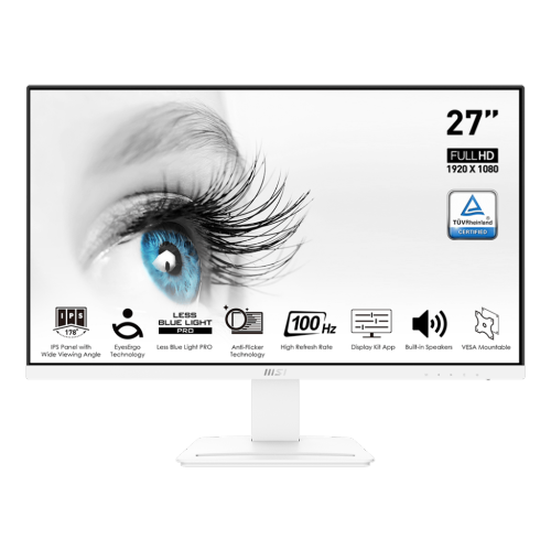 MSI Pro MP273AW 27" 16:9 IPS Monitor, 100Hz, 1ms, 1920 x 1080, Matte White
