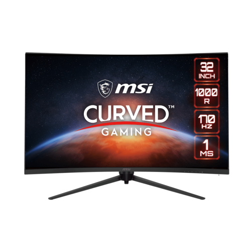 MSI 32" 1000R Curved Gaming Monitor, 170Hz, 1ms, WQHD 2560 x 1440, 16:9 VA, Tilt, Swivel, Pivot, Height Adjustable, VESA, G321CQP E2