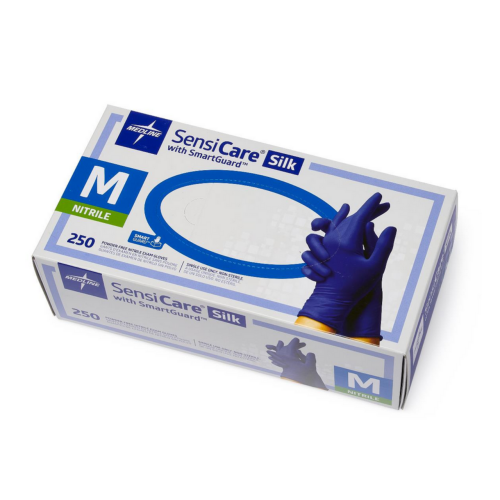 Medline – Gants jetables en nitrile sans poudre avec SmartGuard | Médical, nettoyage, manipulation des aliments, usage industriel/général | 250 par