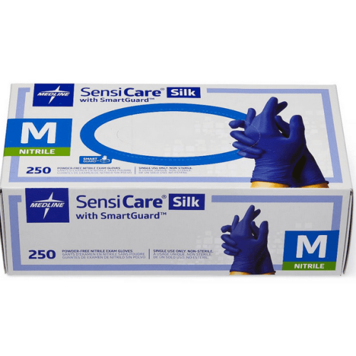 Medline – Gants jetables en nitrile sans poudre avec SmartGuard | Médical, nettoyage, manipulation des aliments, usage industriel/général | 250 par