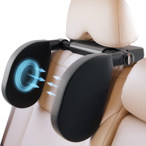 Coussin d'appui-tête pour siège d'auto, appuie-tête amovible pour le voyage  en voiture, coussin de tête ajustable à 180 degrés pour les enfants adultes  (noir)