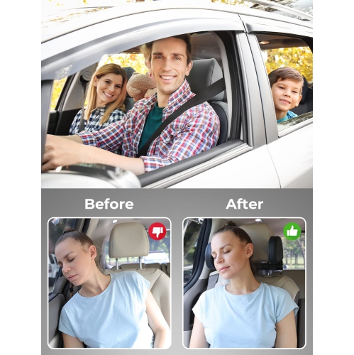 Coussin d'appui-tête pour siège d'auto, appuie-tête amovible pour le voyage en voiture, coussin de tête ajustable à 180 degrés pour les enfants