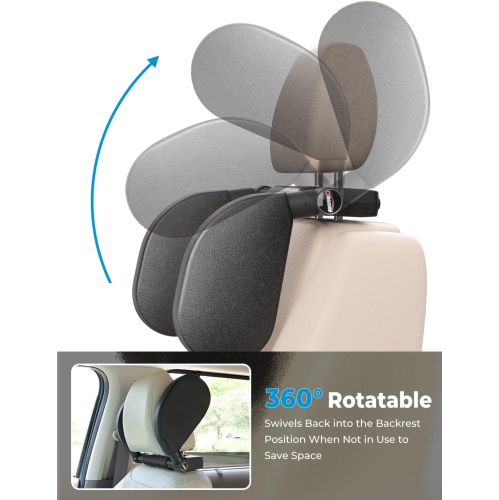 Coussin d'appui-tête pour siège d'auto, appuie-tête amovible pour le voyage en voiture, coussin de tête ajustable à 180 degrés pour les enfants