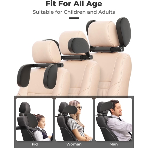 Coussin d'appui-tête pour siège d'auto, appuie-tête amovible pour le voyage en voiture, coussin de tête ajustable à 180 degrés pour les enfants