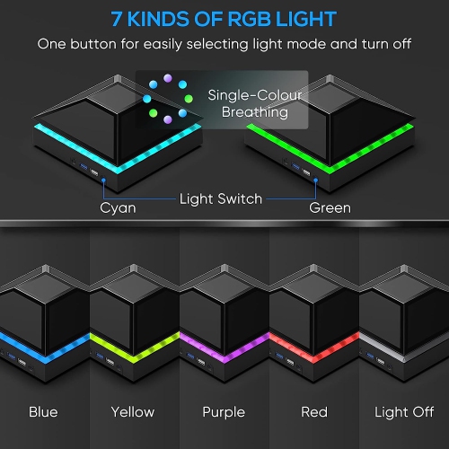 Upgraded Cooling Fan for Xbox Series X with RGB Color Light LED Strip, 3 Gears Adjustable Top Fan Cooling System with Rubber Dust Cover Filter Plugs,