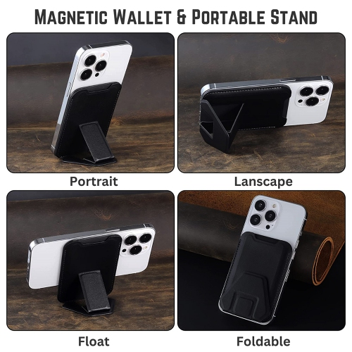 Étui-portefeuille MagSafe avec support pour carte de téléphone étui en cuir magnétique pour dos avec béquille MagSafe pour iPhone 14 13 12 Pro Max