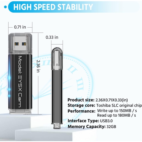 Clé USB de tableau de bord pour Tesla Model y/3/S/X Sentry mode préconfiguré, rapide, SLC USB Drive pour Tesla Model 3/S/X/y - 32 Go