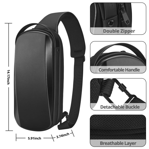 Carrying Case for Steam Deck Console & Accessories, Shockproof Hard Shell Protective Crossbody Shoulder Chest Backpack with Pockets Fit Console for