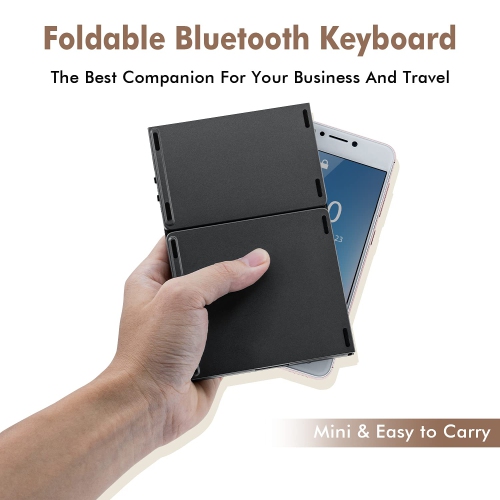 Universal Foldable Wireless Keyboard with Touchpad Tri- Folding Portable for Android, Windows System Laptop Tablet Smartphone Device - Gray