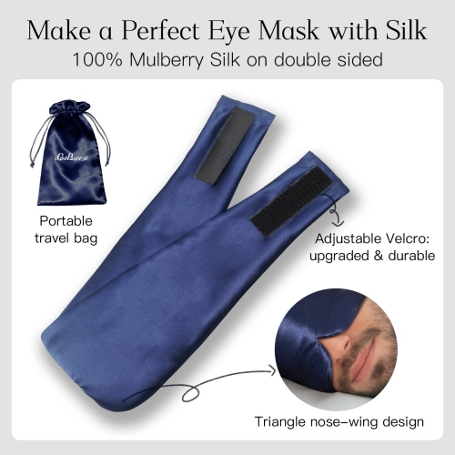 Silk Eye Mask for Women for Men,Sleep Eye Masks,Eye Mask for Sleeping Silk,Blackout Eye Covers Adjustable,Skin Friendly Large Size, Soft