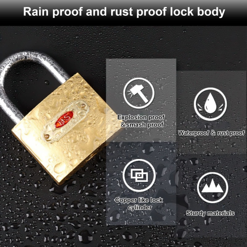 Solid Brass Padlock, 1 Pcs Padlock with Keys, 38mm Locker Padlock with 3 Keys for School, Gym Locker, Garage, Luggage, Shed, Yard