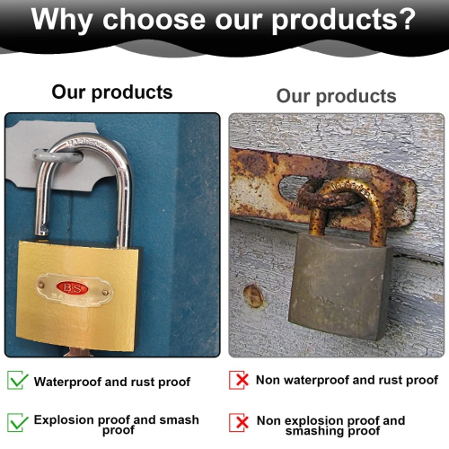 Solid Brass Padlock, 1 Pcs Padlock with Keys, 38mm Locker Padlock with 3 Keys for School, Gym Locker, Garage, Luggage, Shed, Yard