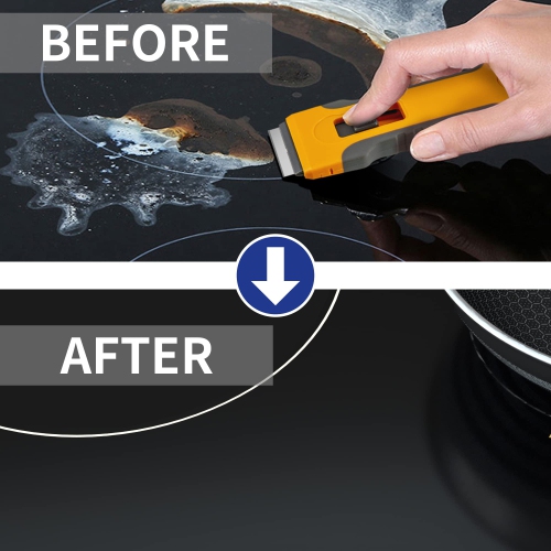 Razor Blade Scraper with 15 Spare Replacements - Glass Stove Top, Oven, Cooktop Scraper for Easy & Safe Cleaning, Decal & Sticker Removal,