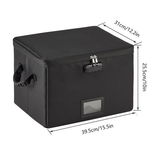 Fireproof Document Box, Fireproof File Box with Lock, Collapsible File Storage Box with Zippers and Inserts Bag, Portable Home Office Safe Box for
