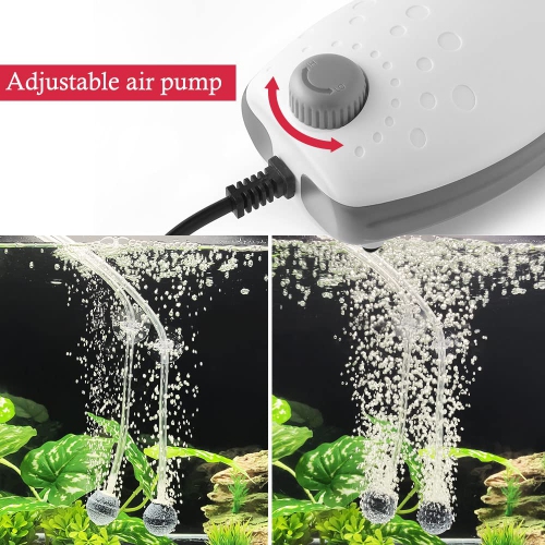 80GPH Aquarium Air Pump, 3W Silent Adjustable Aquarium Bubbler, Powerful Oxygen Pump for Fish and Turtle Tank up to 120 Gallon