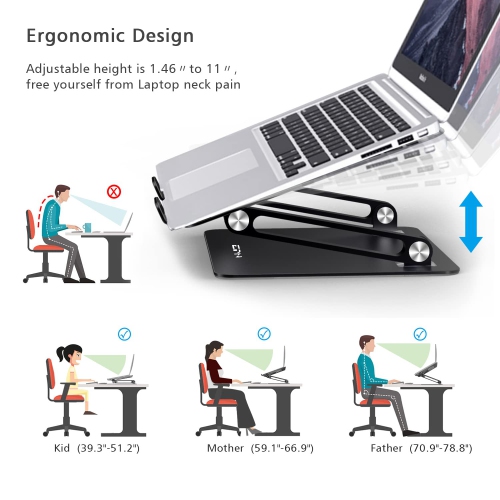 Laptop Stand for Desk, Ergonomic Aluminum Alloy Laptop Holder Adjustable Height Computer Stand Notebook Riser Compatible with MacBook Pro Air, Dell,