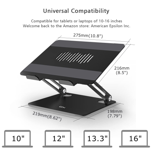 Laptop Stand for Desk, Ergonomic Aluminum Alloy Laptop Holder Adjustable Height Computer Stand Notebook Riser Compatible with MacBook Pro Air, Dell,