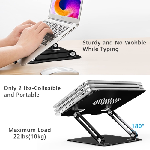 Laptop Stand for Desk, Ergonomic Aluminum Alloy Laptop Holder Adjustable Height Computer Stand Notebook Riser Compatible with MacBook Pro Air, Dell,