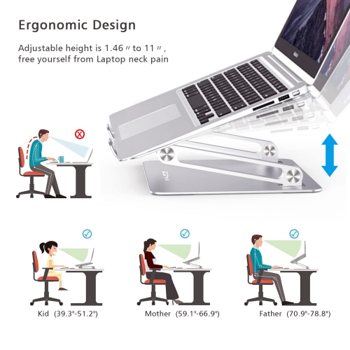 Laptop Stand for Desk, Ergonomic Aluminum Alloy Laptop Holder Adjustable Height Computer Stand Notebook Riser Compatible with MacBook Pro Air, Dell,