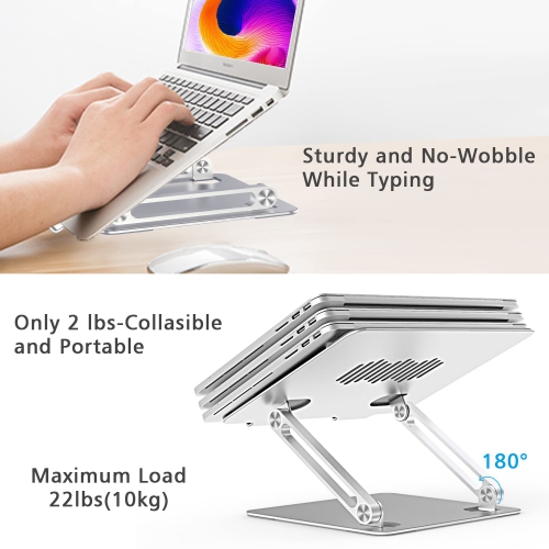 Laptop Stand for Desk, Ergonomic Aluminum Alloy Laptop Holder Adjustable Height Computer Stand Notebook Riser Compatible with MacBook Pro Air, Dell,