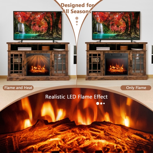 Gymax 48'' TV Stand Console Cabinet w/ Fireplace Entertainment Center For Living Room