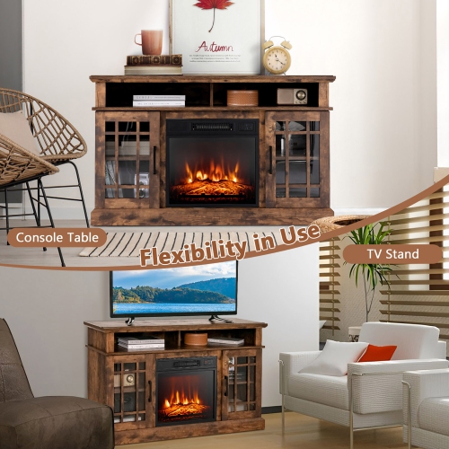 Gymax 48'' TV Stand Console Cabinet w/ Fireplace Entertainment Center For Living Room