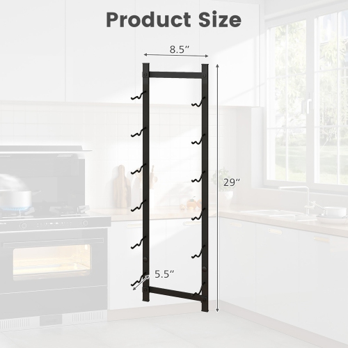 Gymax 6 Bottles Wall Mounted Wine Rack Metal Wine Display Holder Organizer