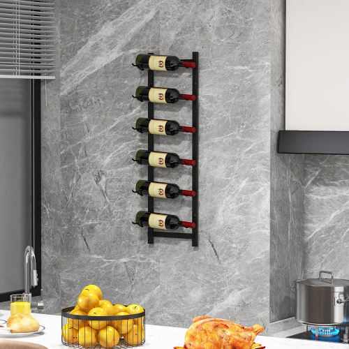 Gymax 6 Bottles Wall Mounted Wine Rack Metal Wine Display Holder Organizer