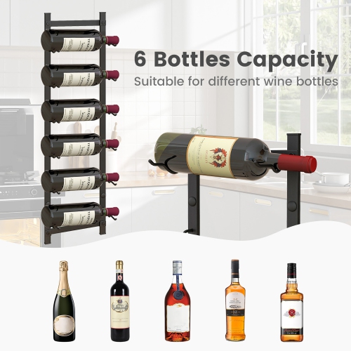Gymax 6 Bottles Wall Mounted Wine Rack Metal Wine Display Holder Organizer