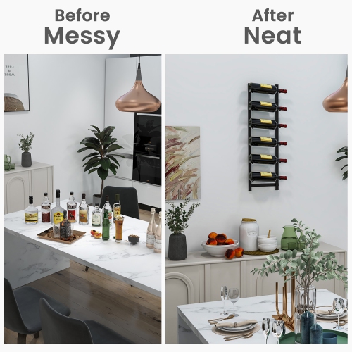 Gymax 6 Bottles Wall Mounted Wine Rack Metal Wine Display Holder Organizer