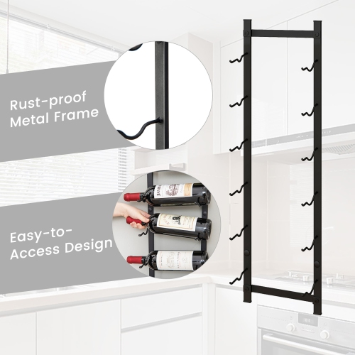 Gymax 6 Bottles Wall Mounted Wine Rack Metal Wine Display Holder Organizer