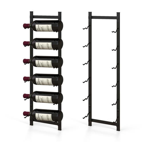 Gymax 6 Bottles Wall Mounted Wine Rack Metal Wine Display Holder Organizer