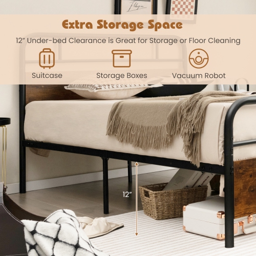 Base de matelas de tête de lit industrielle en métal de Costway pour lit plateforme