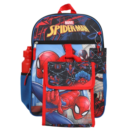 Bioworld Marvel Spider-Man Backpack Kids 16 5PC Water Bottle