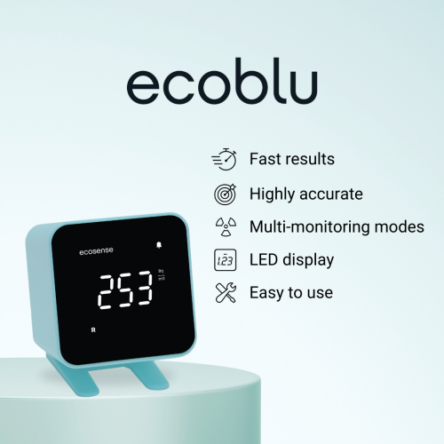 Ecosense EB100B EcoBlu, Home Radon Detector, Captures & Displays Results Every 10 Minutes, Short & Long-Term Continuous Monitoring, Easy to Use
