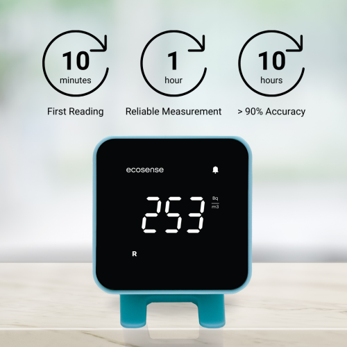 Ecosense EB100B EcoBlu, Home Radon Detector, Captures & Displays Results Every 10 Minutes, Short & Long-Term Continuous Monitoring, Easy to Use