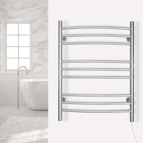 WarmlyYours Riviera Electric Towel Warmer 24"W x 32"H x 6.1"D, Polished, Hardwired or Plug-in