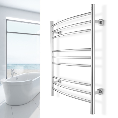WarmlyYours Riviera Electric Towel Warmer 24"W x 32"H x 6.1"D, Polished, Hardwired or Plug-in