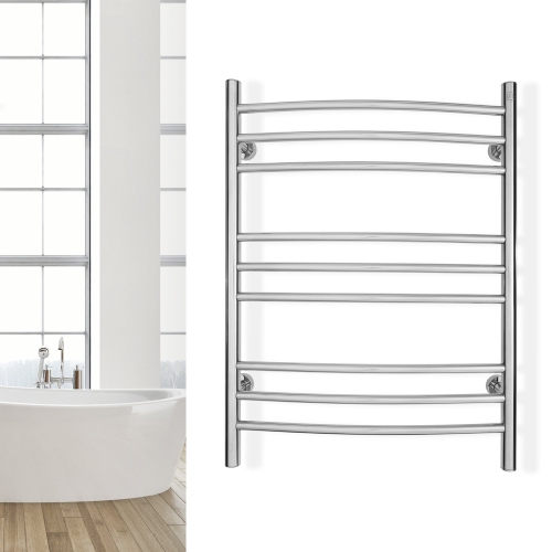 WarmlyYours Riviera Electric Towel Warmer 24"W x 32"H x 6.1"D, Polished, Hardwired or Plug-in