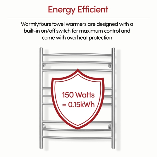 WarmlyYours Riviera Electric Towel Warmer 24"W x 32"H x 6.1"D, Brushed, Hardwired or Plug-in