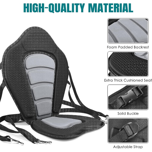 Siège de kayak rembourré WINGOMART pour planche à rame avec sac de rangement, canot, bateau de pêche et coussins réglables de kayak - taille
