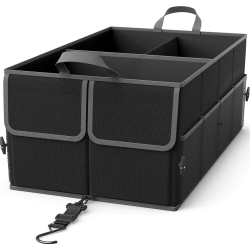 3-Compartment Auto Trunk Cargo Organizer, Black