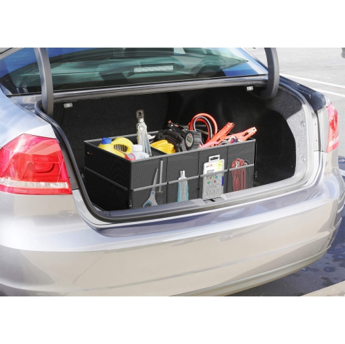 3-Compartment Auto Trunk Cargo Organizer, Black