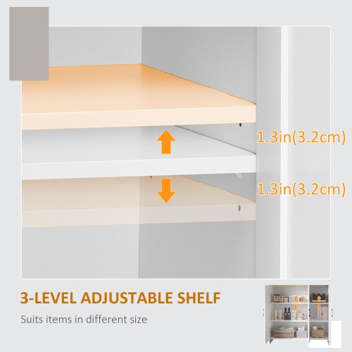 HOMCOM – Buffet moderne avec rangement, armoire étroite de 35 po, armoire de rangement de cuisine avec 3 portes Shaker et tablettes ajustables,