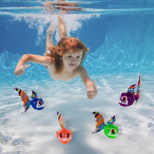 4-Piece Light Up Piranha Fish Dive Toy Set