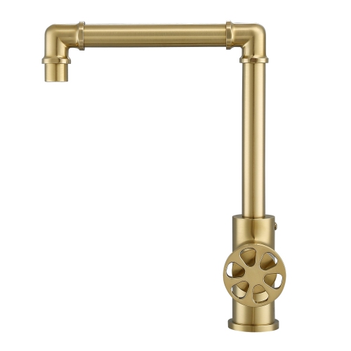 Ancona Urban Round Wheel Handle 1-Hole Bathroom Faucet in Brushed Champagne Gold
